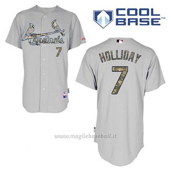 Maglia Baseball Uomo St. Louis Cardinals Matt Holliday 7 Grigio Usmc Cool Base